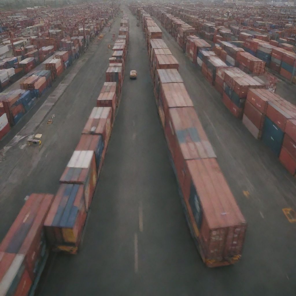 large number shipping containers are road